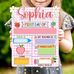 Personalized First And Last Day School Sign Back to School Sign Kindergarten 1st Day of School Sign First Day School Wooden Reusable Board