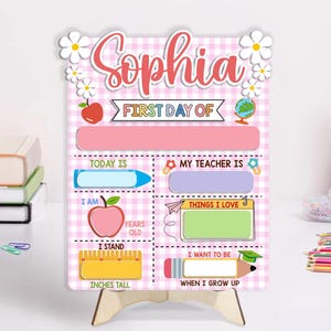 Personalized First And Last Day School Sign Back to School Sign Kindergarten 1st Day of School Sign First Day School Wooden Reusable Board