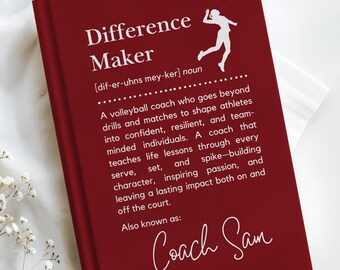 Personalized Volleyball Coach Journal, Volleyball Coaches Gift, Coach Appreciation, Coach Volleyball Journal, Volleyball Coach Thank You