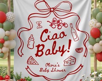 Ciao Baby Shower Backdrop: Custom Italian Themed Shower Banner