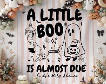 A Little Boo is Almost Due Halloween Baby Showe Banner: Custom Spooky Halloween Shower Decor
