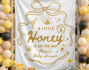 Little Honey Baby Shower Backdrop: Custom Honey Bee Themed Banner
