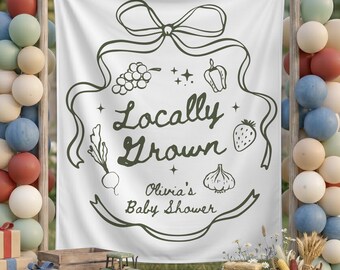 Locally Grown Baby Shower Backdrop: Custom Farmers Market Themed Banner