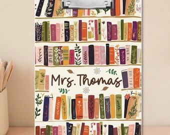 Bookshelf Teacher Clipboard with Name: Custom Dry Erase Board Teacher Appreciation Gift