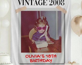 Personalized 18th Birthday Decoration Banner: Custom Photo Birthday Backdrop