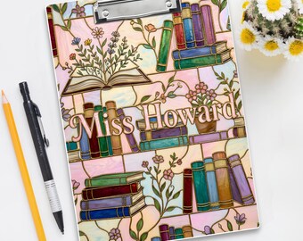 Personalized Teacher Clipboard with Name: Custom Faux Stained Glass Board Teacher Appreciation Gift