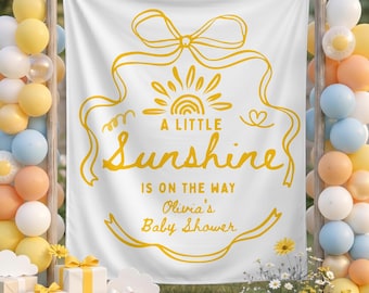 Little Sunshine Baby Shower Backdrop: Custom Boho Sunshine Themed Banner