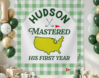 Mastered First Year Golf Birthday Banner: Personalized 1st Birthday Backdrop