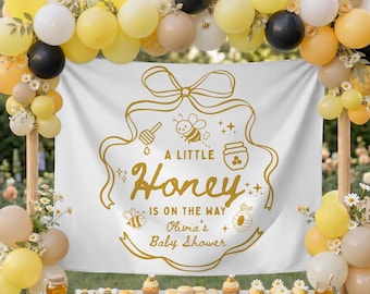 Little Honey Baby Shower Backdrop: Custom Honey Bee Themed Banner