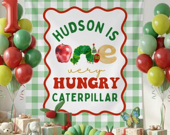 One Hungry Caterpillar First Birthday Banner: Personalized 1st Birthday Backdrop