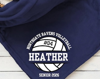 Volleyball Senior Gift Custom Blanket for Senior 2026 Senior Volleyball Gift Volleyball Senior Night Gift Custom Sports Blanket Senior Gift