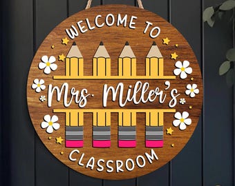 Personalized Teacher Gifts 3D Teacher Door Sign Teacher Welcome Sign Classroom Door Sign Back to School Gift 1st Day of School Decor