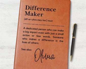 Personalized Difference Maker Journal Gift for Coworker Retirement Difference Maker Boss Appreciation Gift for Mentor Journal Birthday Gift