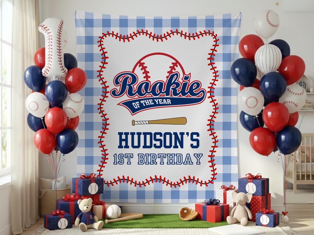 Rookie of the Year Baseball First Birthday Banner: Custom Birthday ...