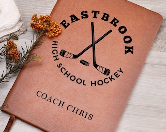 Custom Hockey Coach Gift Personalized Leather Journal Hockey Coach Gifts Thank You Gift End of Hockey Season Coach Notebook Gift Hockey Idea