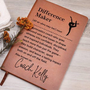 Gymnastics Coach Gift Personalized Leather Journal Appreciation Gift Gymnastics Coach Gifts End of Gymnastics Season Gift Custom Notebook