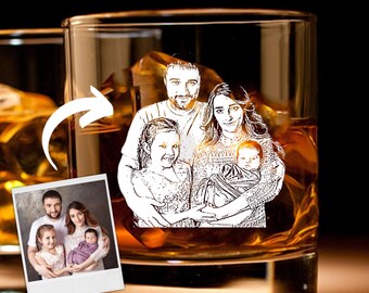 Custom Photo Whiskey Glass Father's Day Gift Personalized for Dad Beer Glass Gifts for Husband New Dad Gift Father's Day Mug Gift Idea