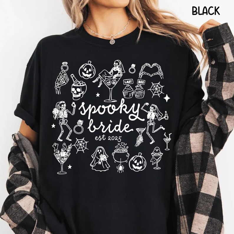 Get spooky in style with this Funny Halloween Bride Shirt — perfect for brides-to-be who love fall vibes and a little gothic glam! Printed on ultra-soft Comfort Colors®, it's ideal for bachelorette parties, Halloween-themed bridal showers, or showing off your spooky bride era. A must-have for future Mrs. who love skeletons, sass, and all things festive!