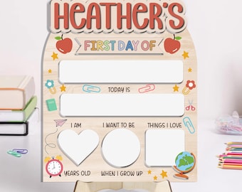 Personalized Back to School Sign Customized First And Last Day School Board Back to School Photo Prop First Day School Wooden Reusable Board