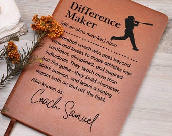 Personalized Baseball Coach Gift Journal Baseball Coach Thank You Gifts Notebook Baseball Personalized Coach Gift for Coach Baseball Journal