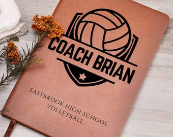 Volleyball Coach Gift Personalized Leather Journal Appreciation Gift Volleyball Coach Gifts End of Volleyball Season Gift Custom Notebook