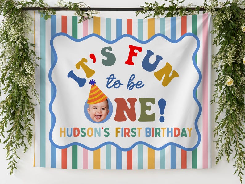 It's Fun to Be One First Birthday Banner: Personalized 1st Birthday ...