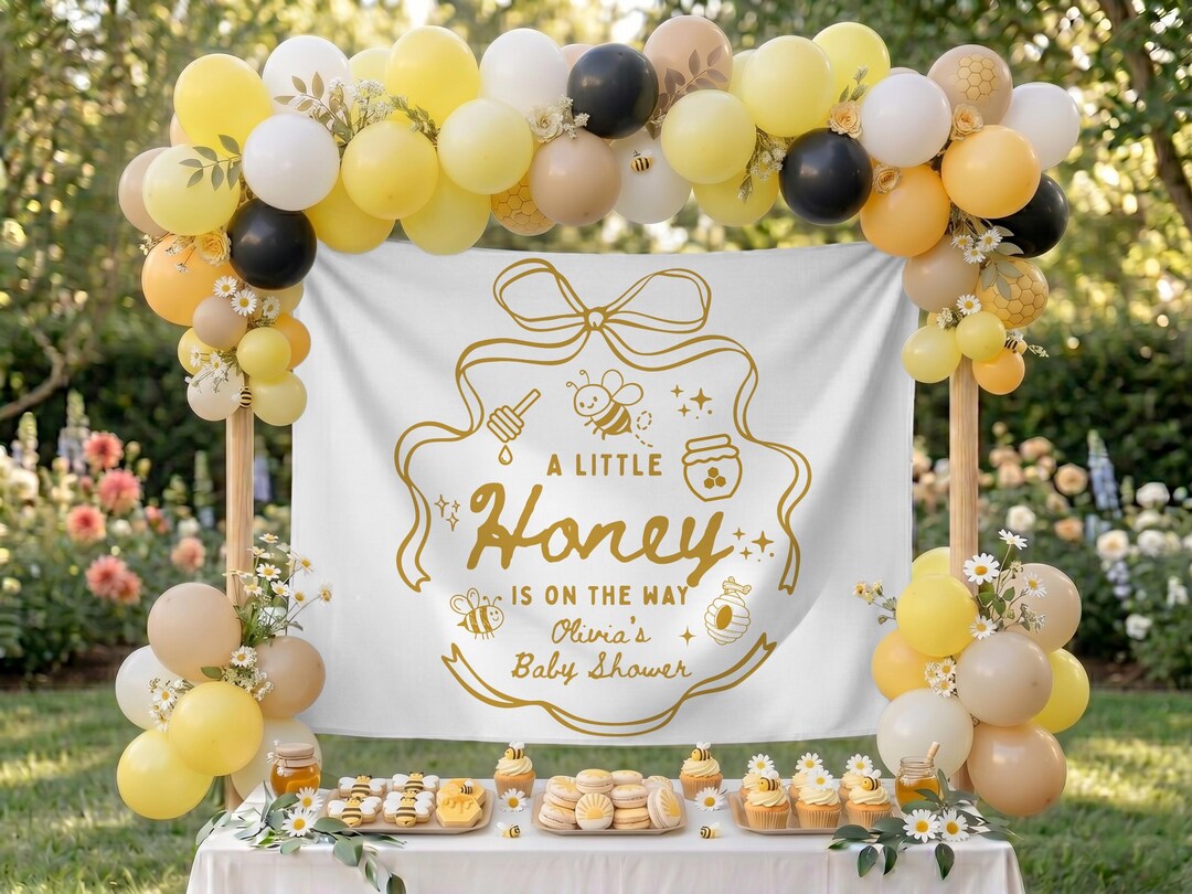 Little Honey Baby Shower Backdrop: Custom Honey Bee Themed Banner - Etsy