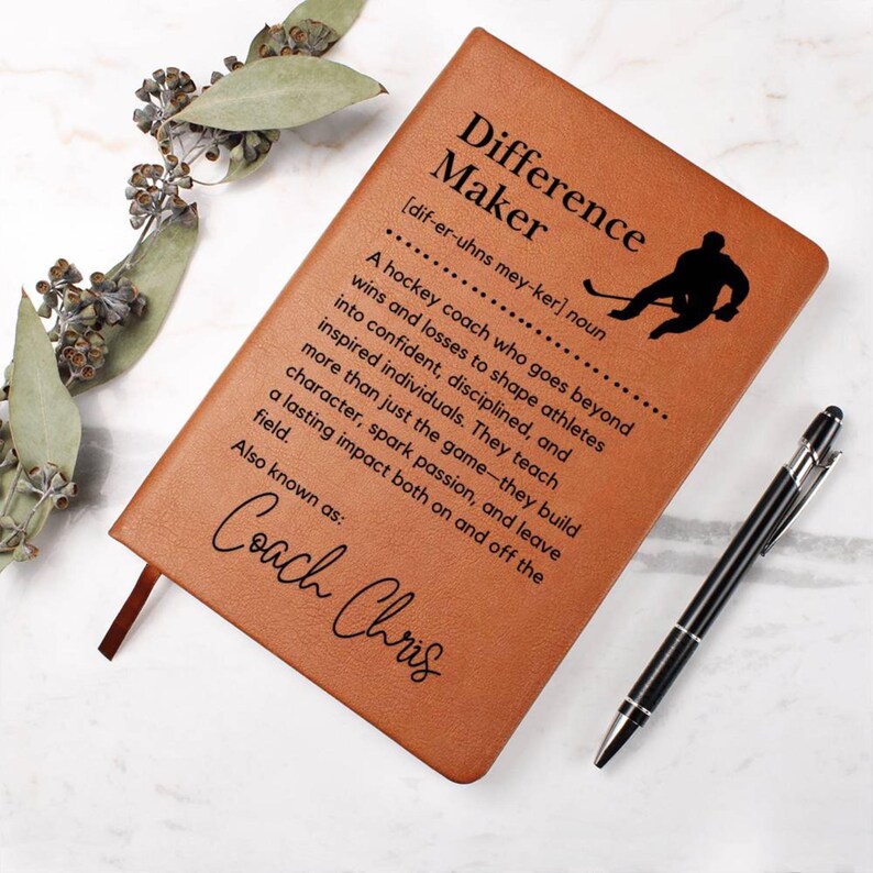 Personalized Hockey Coach Gift Custom Leather Journal Thank You Gift ...