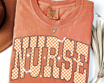 Halloween Nurse Shirt, Comfort Colors® Halloween Shirt for Nurses, Spooky Nurse Halloween Tshirt, Cute Ghost Nurse Tee, Spooky Season Shirt