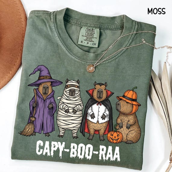 Comfort Colors® Capybara Halloween Shirt, Halloween Capybara Tee, Funny Capybara Halloween tShirt, Spooky Capybara Tee, Capy Boo Ra Shirt