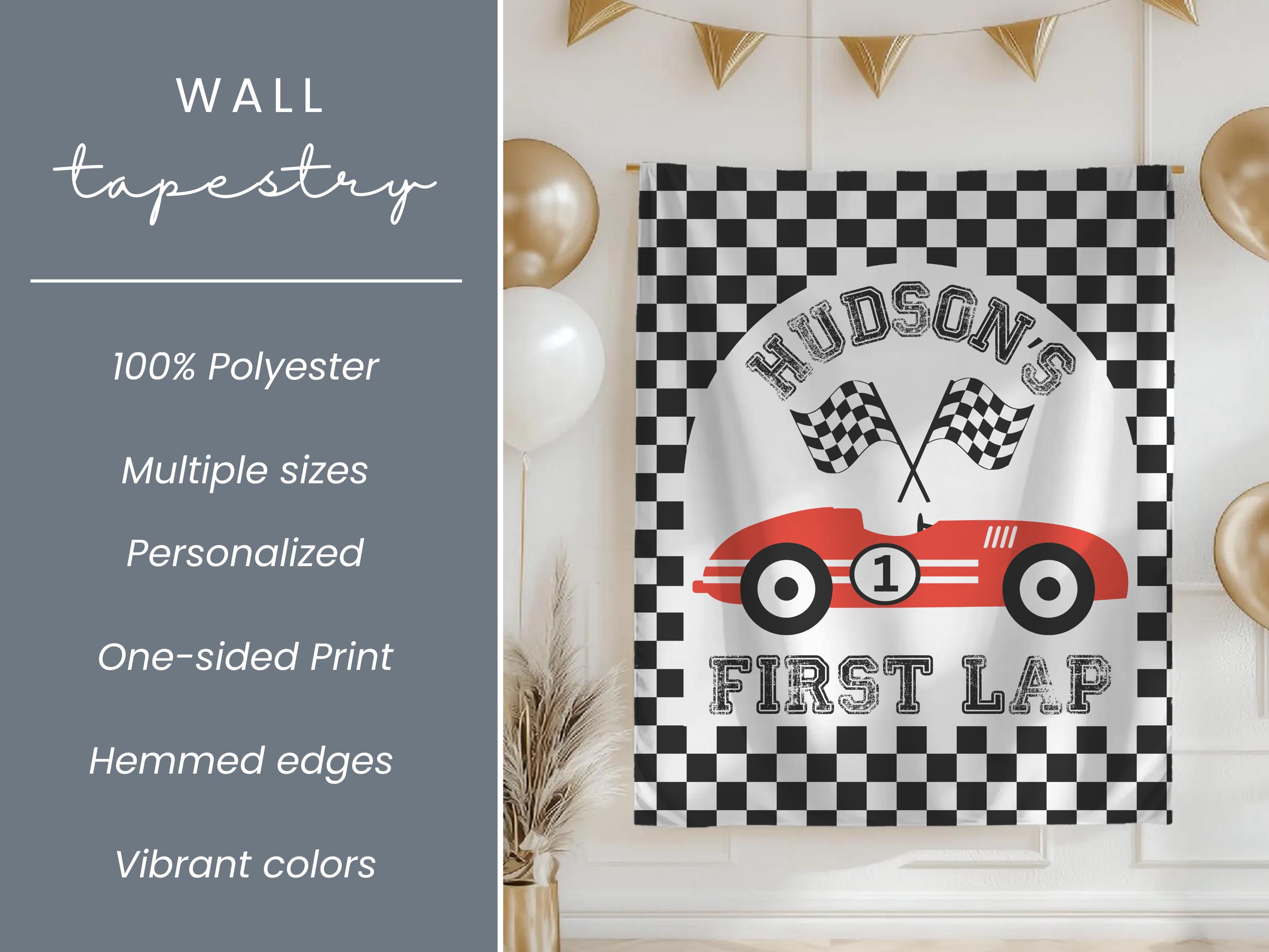 First Lap Race Car 1st Birthday Banner: Custom Racer Birthday Backdrop ...
