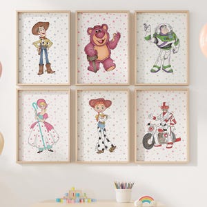 Watercolor Toy Story Wall Art, Toy Story Poster Set, Woody Wall Art, Kids Room Decor, Toy Story Prints, Nursery Wall Art, Gift for Boys