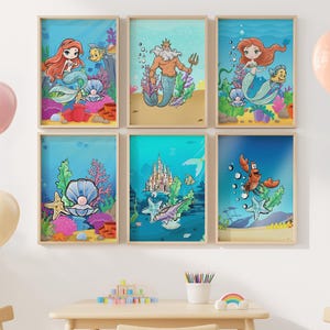 Ariel Digital Wall Art, The Little Mermaid Nursery Decor, Princess Ariel Printable Art, Under The Sea Kids Room Decor, Ocean Theme Art