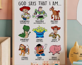 Toy Story Bible Verse Print, Christian Kids Room Decor (Digital Download)