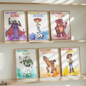 Toy Story Characters Wall Art, Toy Story Art Print, Nursery Wall Art, Toy Story Artwork, Toy Story Painting, Woody Poster, Kids Room Decor