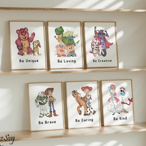 Toy Story Wall Art, Digital Toy Story Set of 6 Prints, Nursery Wall Art, Kids Room Decor, Playroom Wall Art, Children Decor, Gift For Kids