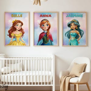 Watercolor Princess Wall Art, Girls Room Decor, Nursery Wall Art, Princess Room Decor, Fairytale Printable Poster, Kids Room Art, Digital