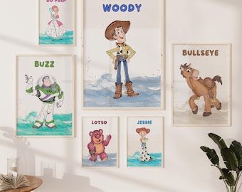 Set of 15 Toy Story Prints, Boys Room Poster, Kids Room Decor, Buzz Lightyear, Playroom Printable, Nursery Decor, Toy Story Wall Art