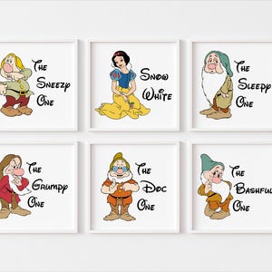 Snow White Wall Art, Seven Dwarfs Wall Art, Nursery Wall Decor, Princess Snow White Poster, Snow White Printable, Digital Download Wall Art