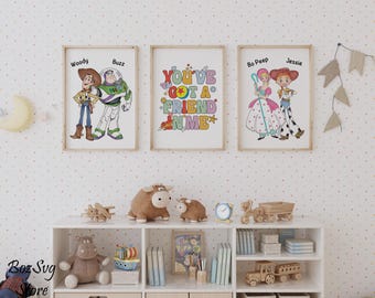 You Have Got a Friends In Me Wall Art, Toy Story Wall Art, Nursery Art Print, Kids Room Print, Watercolor Toy Story Kids Room Decor