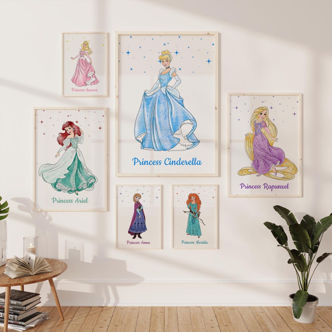 Princess Wall Art, Princess Poster, Kids Room Decor, Nursery Printable ...
