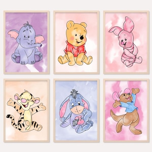 Winnie The Pooh Art Prints, Printable Poster, Winnie The Pooh Painting Art Kids Room Decor, Nursery Wall Art, Child Room Decor, Pooh Poster