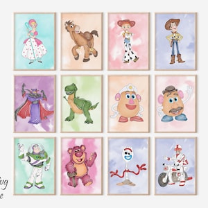 Toy Story Wall Art, Toy Story Watercolor Decor, Toy Story Printable, Toy Story Painting, Gift For Kids, Nursery Wall Decor, Toy Story Art
