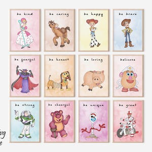 Toy Story Wall Art Set, 15 Digital Prints, Woody, Buzz Lightyear, Forky, Nursery Wall Art, Inspirational Quotes, Colorful Nursery Decor