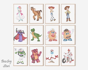 Toy Story Wall Art, Watercolor Toy Story, Toy Story Printable, Toy Story Poster, Children Decor, Nursery Wall Art, Gift For Kids, Digital