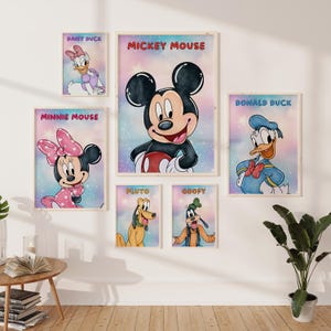 Mickey Mouse and Friends Wall Art Set, Digital Download Kids Room Decor, Minnie Mouse Poster, Nursery Printable Art, Bedroom Wall Art