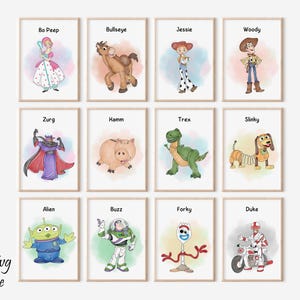 Toy Story Characters Wall Art, Toy Story Decor, Watercolor Toy Story Poster,  Nursery Wall Art, Kids Room Decor, Digital Print