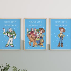 Toy Story Wall Art Set, Toy Story Poster, Watercolor Toy Story Digital Art, Kids Room Decor, Nursery Wall Art, Boys Room Poster, Woody Art