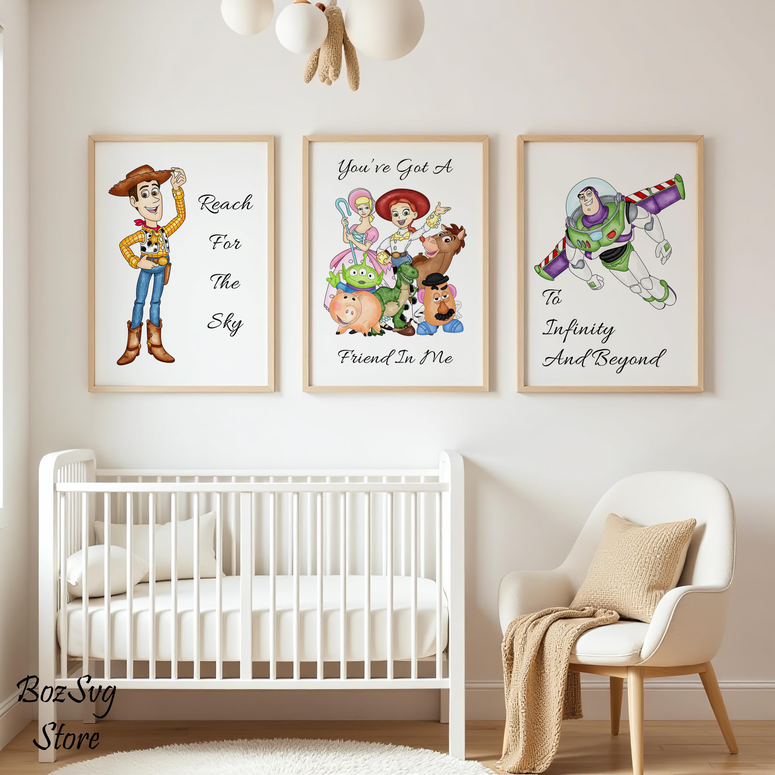 Toy Story Watercolor Wall Art Print, Woody Buzz Lightyear Printable Nursery Decor, Kids Room Decor, Toy Story Poster, Digital Download