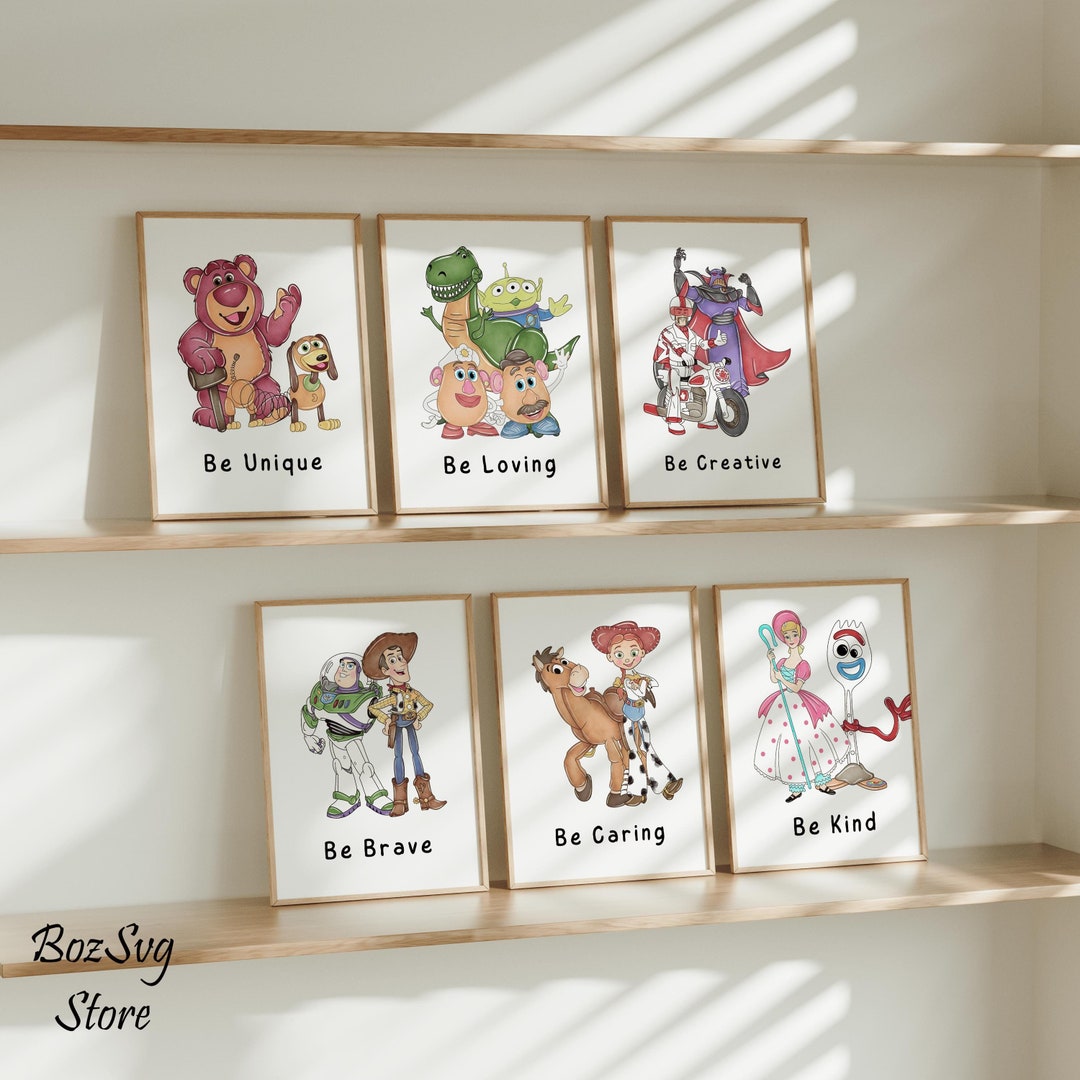 Toy Story Wall Art, Digital Toy Story Set of 6 Prints, Nursery Wall Art ...